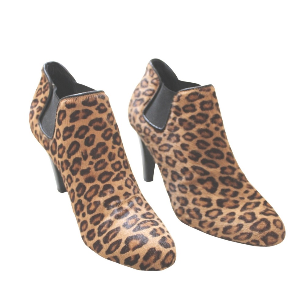 L'Autre Chose Leopard Calf Hair Ankle Boots EU Women 38 Brown Made in Italy Heel